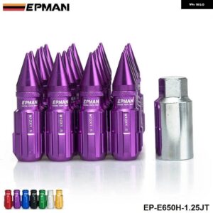 スズキ レーシング アルミロックロックラグナットスパイク付き 20個 12 1.25 キー付き 日産 スバル EP-E650H-1.25JT - purple