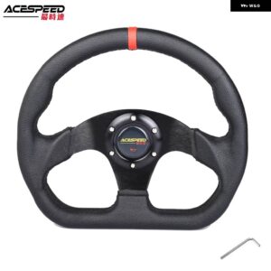 レーシング ドリフトフラット ステアリングホイール 330MM 13インチ スエード レザー ブラックステッチ ステアリングホイール フィット車とシミュレーション - PVC-BK-Red