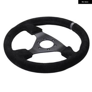 13.5インチ 330MM レーシング ステアリングホイール スエード レザー レーシング ゲームフラット ステアリングホイール RS6025-スエード - 6025BK-BKMS-BK-GY