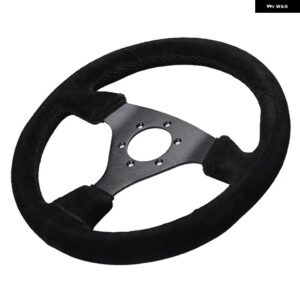 13.5インチ 330MM レーシング ステアリングホイール スエード レザー レーシング ゲームフラット ステアリングホイール RS6025-スエード - 6025BK-BKMS-BK-XX
