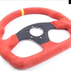 330MM 13インチ ステアリングホイール 赤/青スエード レザー ステアリングホイール フラット レーシング ゲーム ステアリングホイール - DRMSY