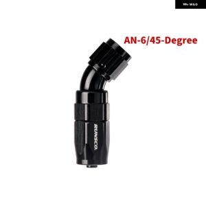 AN 6 0/45/90/180度フィッティング フルフロースイベル -6 AN フィッティング ホース エンドアダプター アルミ ブラック - QL-AN6-45