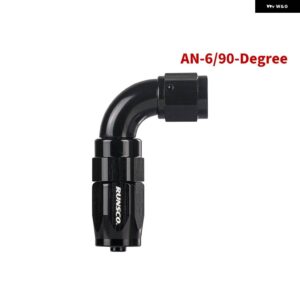 AN 6 0/45/90/180度フィッティング フルフロースイベル -6 AN フィッティング ホース エンドアダプター アルミ ブラック - QL-AN6-90
