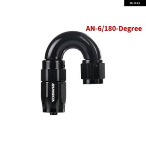 AN 6 0/45/90/180度フィッティング フルフロースイベル -6 AN フィッティング ホース エンドアダプター アルミ ブラック - QL-AN6-180