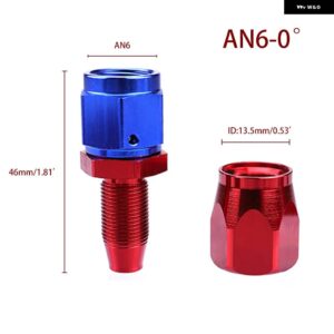 AN4/6/8/10/12 ホース エンドフィッティングアルミ AN フィッティングアダプタオイル燃料フィッティングエンド 0/45/90/180度燃料/スイベルホース - 0AN6 BL-RD