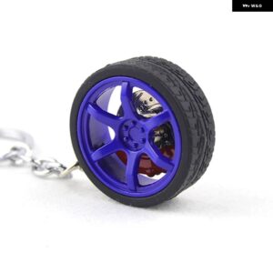 リムホイールキーホルダー ホイール NOS ターボ キーホルダー キーリング金属ブレーキディスク 005 - blue