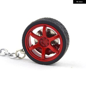 リムホイールキーホルダー ホイール NOS ターボ キーホルダー キーリング金属ブレーキディスク 005 - red