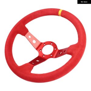 14インチ 350MM ステアリングホイール ディープドリフトスエード レザー ステアリングホイール 滑りにくいスポーツ ステアリングホイール - RD-RDSuede-RD-YL
