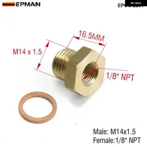圧力温度ゲージ 送信アダプター 1/8インチ NPT M14X1.5 M16X1.5 オス クラッシュワッシャー付き EPCGQ204/EPCGQ211 - EPCGQ204