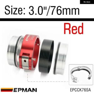 ハブスポーツピンレスハンガータイプ HD 2.5インチ/3インチ/3.5インチ/4インチ Vバンドクランプ フランジ付き ラジエターホース インタークーラー ターボ パ - 3inch 76mm Red