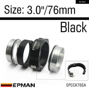 ハブスポーツピンレスハンガータイプ HD 2.5インチ/3インチ/3.5インチ/4インチ Vバンドクランプ フランジ付き ラジエターホース インタークーラー ターボ パ - 3inch 76mm Black