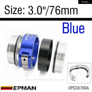ハブスポーツピンレスハンガータイプ HD 2.5インチ/3インチ/3.5インチ/4インチ Vバンドクランプ フランジ付き ラジエターホース インタークーラー ターボ パ - 3inch 76mm Blue