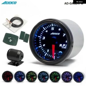 2インチ 52MM 7色 LED スモークフェイス油圧水油温 EGT 排気温度ブーストタコメータゲージ メーター ホルダー 付き AD-GA52 - Tachometer Gauge