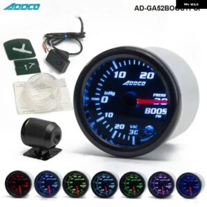 2インチ 52MM 7色 LED スモークフェイス油圧水油温 EGT 排気温度ブーストタコメータゲージ メーター ホルダー 付き AD-GA52 - BOOST PSI