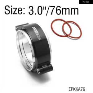ハブスポーツクランプシステム アセンブリ 排気 V バンドクランプフランジ付き 2.0インチ 2.5インチ 2.75インチ 3.0インチ 外径チューブパイプ 陽極酸化 - 3inch 76mm Black