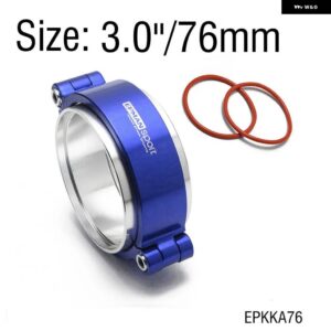ハブスポーツクランプシステム アセンブリ 排気 V バンドクランプフランジ付き 2.0インチ 2.5インチ 2.75インチ 3.0インチ 外径チューブパイプ 陽極酸化 - 3inch 76mm Blue