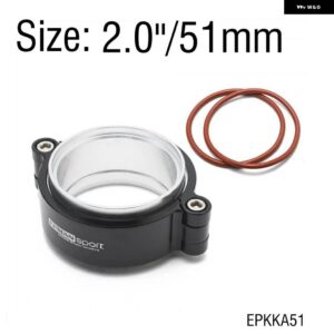 ハブスポーツクランプシステム アセンブリ 排気 V バンドクランプフランジ付き 2.0インチ 2.5インチ 2.75インチ 3.0インチ 外径チューブパイプ 陽極酸化 - 2.0inch 51mm Black