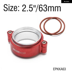 ハブスポーツクランプシステム アセンブリ 排気 V バンドクランプフランジ付き 2.0インチ 2.5インチ 2.75インチ 3.0インチ 外径チューブパイプ 陽極酸化 - 2.5inch 63mm Red
