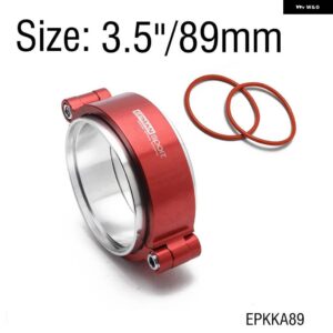 ハブスポーツ HD 排気 V バンドクランプシステム アセンブリ 陽極酸化クランプ W フランジ 3.5インチ 4.0インチ 外径 ターボ ダンプインタークーラーパイプ - 3.5inch 89mm Red
