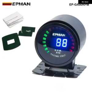 52MM スモーク LED デジタル空燃比 AFR RPM ブーストゲージ オイルプレス水油温 EGT メーター ゲージ センサー 付き EP-GA50 - Tachometer