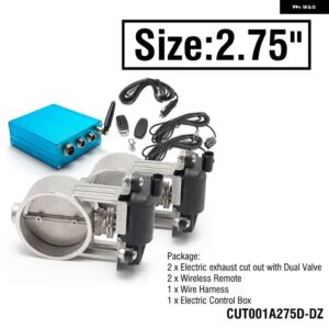排気バルブ 制御 E.V.C デュアルキット + 排気キャットバック縦樋用電気コントロールボックス HU-CUT001A25D-DZ - size 2.75 inch