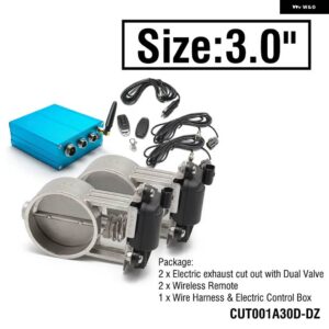 排気バルブ 制御 E.V.C デュアルキット + 排気キャットバック縦樋用電気コントロールボックス HU-CUT001A25D-DZ - size 3.0 inch