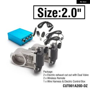 排気バルブ 制御 E.V.C デュアルキット + 排気キャットバック縦樋用電気コントロールボックス HU-CUT001A25D-DZ - size 2.0 inch
