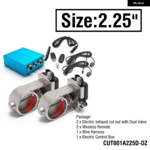排気バルブ 制御 E.V.C デュアルキット + 排気キャットバック縦樋用電気コントロールボックス HU-CUT001A25D-DZ - size 2.25 inch
