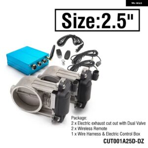 排気バルブ 制御 E.V.C デュアルキット + 排気キャットバック縦樋用電気コントロールボックス HU-CUT001A25D-DZ - size 2.5 inch