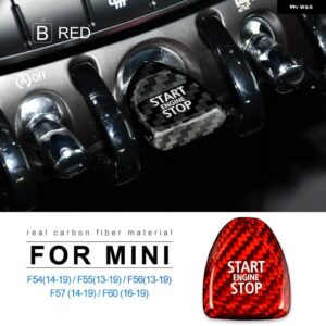 カーボン ミニクーパー F54 F55 F56 F57 F60 点火 エンジン スタートストップボタン インテリア トリム ステッカー カバー デカール - Red carbon
