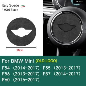 スーパースエード ミニクーパー F54 F55 F56 F57 F60 R55 R56 R57 R58 R59 R60 R61 フランネル ステアリングホイール センターカバー トリム ステッカー - black F series 10cm