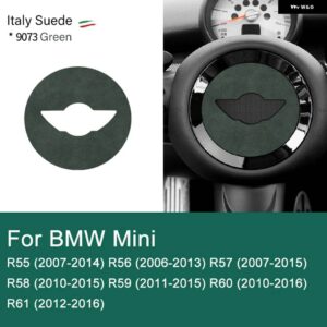 スーパースエード ミニクーパー F54 F55 F56 F57 F60 R55 R56 R57 R58 R59 R60 R61 フランネル ステアリングホイール センターカバー トリム ステッカー - green for R series