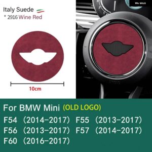 スーパースエード ミニクーパー F54 F55 F56 F57 F60 R55 R56 R57 R58 R59 R60 R61 フランネル ステアリングホイール センターカバー トリム ステッカー - winered Fseries 10cm