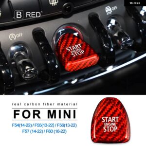カーボン エンジン スタートストップボタン インテリア トリム カバー ステッカー ミニクーパー F54 F55 F56 F57 F60 カースタイリング - Red carbon