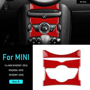 カーボン ミニクーパー クラブマン R55 R56 R57 インテリア 車中央 制御 ノブパネル カバー ステッカー トリム デカール - Red B