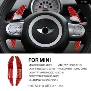 ミニロードスター R60 R61 R55 R56 R57 R58 R59 LCI クーペ PACEMAN クラブマンクーパー S JCW ステアリングホイール シフター パドル延長 - Red Carbon Fiber