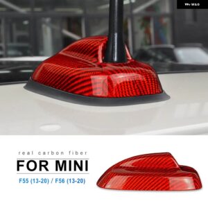 ブラック/レッドカーボン ミニクーパー F55 F56 ルーフふかひれアンテナ信号アンテナミニ F55 F56 カバー トリム - Red carbon
