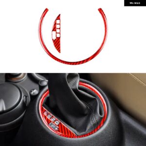 カーボン ミニクーパー ハードトップ R56 クラブマン R55 コンバーチブル R57 ギアシフト パネル カバー インテリア ステッカー - red