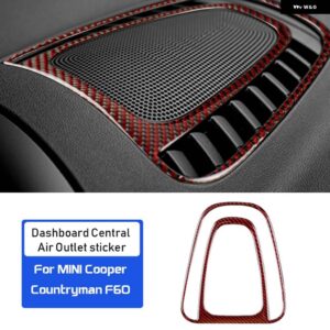 カーボン ミニクーパー F60 カントリーマン インテリア トリム ダッシュボード 中央エアアウトレット ベント カバー ステッカー - Black with red