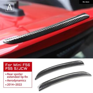 2個 スポーツレッドカーボンパターンリアウイングトリム スポイラー 延長リップフィン ミニクーパー F55 F56 S JCW 2014-2022 - Carbon fiber pattern