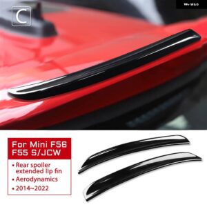 2個 スポーツレッドカーボンパターンリアウイングトリム スポイラー 延長リップフィン ミニクーパー F55 F56 S JCW 2014-2022 - black