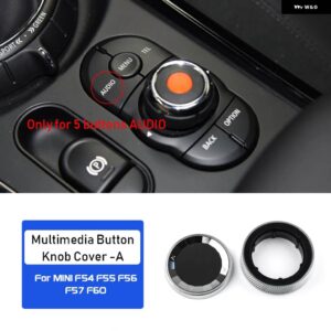 AMBEMILE クリスタル ミニクーパー F54 F55 F56 F57 F60 カントリーマン インテリア カー IDRIVE マルチメディアボタン ノブカバー - 5 Buttons A