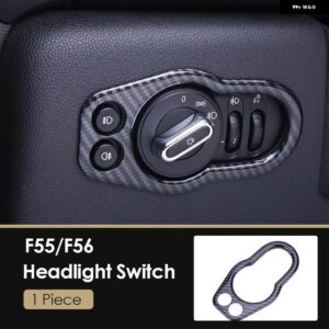 ミニクーパー F56 インテリア カーボンテクスチャコンソール エアアウトレットドアスピーカーハンドルカバー トリム - headlight switch 1pc