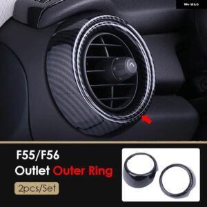 ミニクーパー F56 インテリア カーボンテクスチャコンソール エアアウトレットドアスピーカーハンドルカバー トリム - outer ring 2pcs