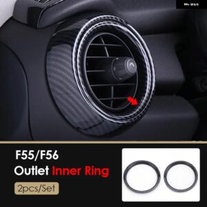 ミニクーパー F56 インテリア カーボンテクスチャコンソール エアアウトレットドアスピーカーハンドルカバー トリム - inner ring 2pcs