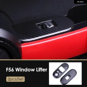 ミニクーパー F56 インテリア カーボンテクスチャコンソール エアアウトレットドアスピーカーハンドルカバー トリム - window lifter 2pcs