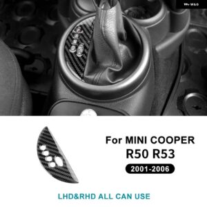 ミニクーパー R50 R53 37043 ギアシフト パネル フレーム ステッカー ソフトカーボン 装飾 - Black Carbon