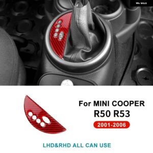 ミニクーパー R50 R53 37043 ギアシフト パネル フレーム ステッカー ソフトカーボン 装飾 - Red carbon