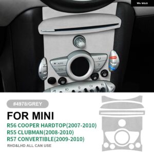 ミニクーパー クラブマン R55 R56 R57 中央コントロールノブパネル カバー ステッカー インテリア トリム イタリアスエード - grey with button