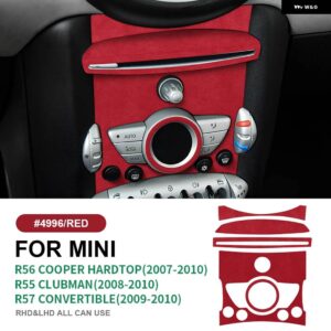 ミニクーパー クラブマン R55 R56 R57 中央コントロールノブパネル カバー ステッカー インテリア トリム イタリアスエード - red with button
